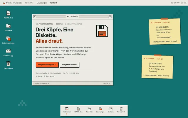 Showcase: Studio Diskette, Desktop/OS-Design von WebGen
